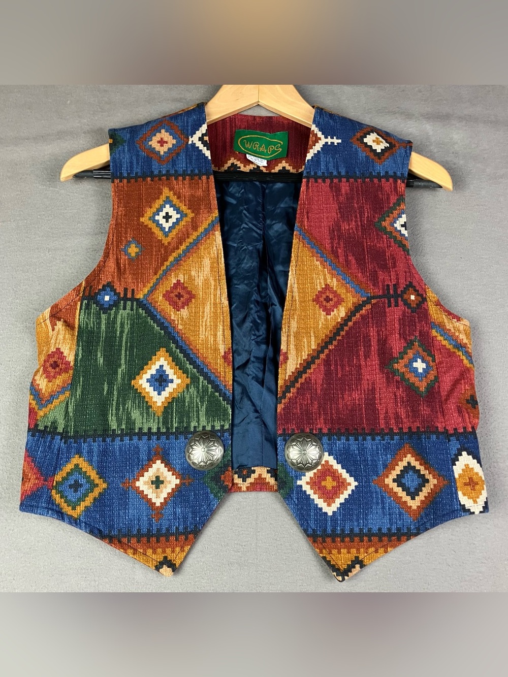 Vintage Wraps Women’s Size S Western Open Front Vest Southwestern Aztec Boho